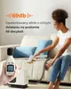 A woman is cleaning a sofa with a cleaning device, and a sound meter is shown in the foreground. Náhled obrázku produktu