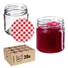 A collection of glass jars with red and white checkered lids, and a box of the same jars. Anteprima dell’immagine prodotto
