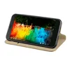 A smartphone in a gold flip case is shown on a white background. Produktbild-Vorschau