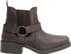 A single brown leather boot with a harness strap and metal ring. Náhľad obrázku produktu