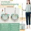 A woman is holding a mop and bucket system, with diagrams illustrating its use. Podgląd zdjęcia produktu