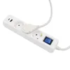 A white power strip with multiple outlets and USB ports, connected to a white cable. Produktbild-Vorschau