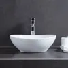Lavabo da appoggio in Vetroceramica bianco ovale elegante Anteprima dell’immagine prodotto 6