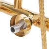 A close-up view of a gold-plated shower fixture with a threaded metal connection point. Náhled obrázku produktu