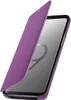 A purple flip case for a Samsung Galaxy S9 phone is shown at an angle against a white background. Produktbild-Vorschau