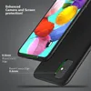 A black phone case is shown from a diagonal angle, with a close-up of the phone screen and camera area. Produktbild-Vorschau