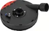 A black and red concrete grinder attachment with a brush skirt and a dust extraction port. Produktbild-Vorschau