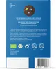The back of a blue cardboard box for coffee capsules, showing disposal instructions and certifications. Produktbild-Vorschau