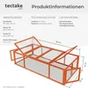 A diagram showing a wooden rabbit hutch with dimensions and technical specifications. Produktbild-Vorschau