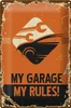 Blechschild Retro 20x30cm Auto my garage my rules Produktbild-Vorschau 1