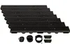 A set of black drainage channels and accessories arranged on a white background. Anteprima dell’immagine prodotto