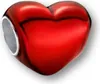 A close-up studio shot of a red heart-shaped charm with a silver opening. Produktbild-Vorschau