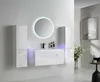 Badmöbel Set 90cm Weiß Hochglanz Keramik Becken runder LED Produktbild-Vorschau 3