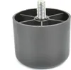 A single black furniture foot with a silver threaded bolt is shown against a white background. Voir les images du produit