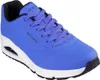A single blue Skechers Uno Stand On Air sneaker is shown from a side-angle on a white background. Voir les images du produit