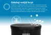 A black outdoor tub cover with marketing text and icons explaining its features. Produktbild-Vorschau
