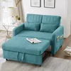 A teal sofa bed is shown in a living room setting, with a side table and lamp to the left, and books to the right. Anteprima dell’immagine prodotto