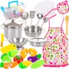 A collection of children's toy kitchenware and play food items arranged on a white background. Náhled obrázku produktu