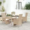 vidaXL 5-tlg. Garten-Essgruppe mit Kissen Beige Poly Rattan Produktbild-Vorschau 2