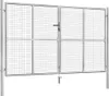 A silver galvanized steel garden gate with a mesh infill and a latch. Náhled obrázku produktu
