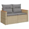 9-tlg. Garten-Sofagarnitur mit Kissen Beige Poly Rattan Produktbild-Vorschau 5