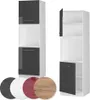 Two kitchen cabinets and four color swatches. Produktbild-Vorschau