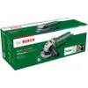 The image shows the packaging of a Bosch angle grinder, with a picture of the product on the box. Produktbild-Vorschau