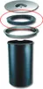 Exploded view of a trash can assembly, showing individual components. Produktbild-Vorschau