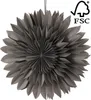A gray paper star decoration hanging against a white background. Produktbild-Vorschau