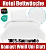 Hotelbettwäsche 100% Baumwolle Damast Glatt Weiß Produktbild-Vorschau 2