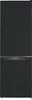 A full-front view of a black refrigerator. Produktbild-Vorschau