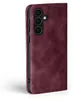 A close-up side view of a burgundy flip phone case. Produktbild-Vorschau