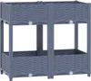 A gray plastic raised garden bed with a woven texture, shown from the front against a white background. Produktbild-Vorschau