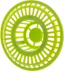 A close-up, top-down view of a green plastic sink drain strainer. Podgląd zdjęcia produktu