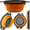 Collage of a collapsible silicone colander in orange and gray. Anteprima dell’immagine prodotto