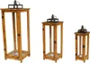 3'er XXL Design Holz-Laternen-Set Windlicht Gartenlaterne Edelstahldach Produktbild-Vorschau