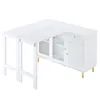 A white folding dining table with a built-in sideboard against a white background. Anteprima dell’immagine prodotto