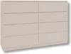 A front view of a beige dresser with eight drawers against a white background. Produktbild-Vorschau