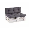 A pallet sofa with grey cushions on a white background. Produktbild-Vorschau