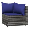 vidaXL 3-tlg. Garten-Lounge-Set mit Kissen Grau Poly Rattan Produktbild-Vorschau 4