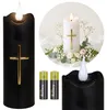 Schwarze LED-Kerze mit Kreuz und Flammeneffekt, Produktbild-Vorschau 1