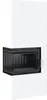 A white fireplace insert with a black glass door. Produktbild-Vorschau