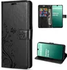 A collage of images showing a black wallet case for a Samsung Galaxy A17 5G phone, with close-ups of the case and the phone inside. Produktbild-Vorschau