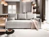 A modern living room with a light gray sofa, coffee table, and dining area. Produktbild-Vorschau