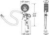 Technical drawing with dimensions of a tire pressure gauge. Náhľad obrázku produktu