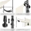 Collage of four images showing details and features of a retractable awning. Produktbild-Vorschau