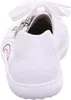A close-up, rear view of a white sneaker. Voir les images du produit