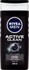 A black bottle of NIVEA MEN ACTIVE CLEAN shower gel. Podgląd zdjęcia produktu