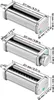 Three identical stainless steel pasta maker attachments are shown stacked vertically, each with dimension lines and text labels. Podgląd zdjęcia produktu
