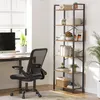 A home office setup with a desk, chair, and bookshelf. Produktbild-Vorschau